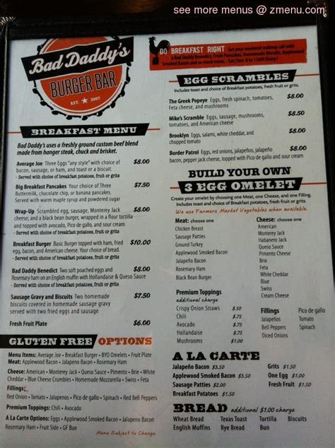 bad daddy burger|bad daddy's burger menu.